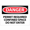 NMC D360PB OSHA Sign, Danger Permit Required Confined Space Do Not Enter, 10" X 14", White/Red/Black
