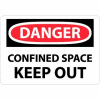 NMC D372RB OSHA Sign, Danger Confined Space Keep Out, 10" X 14", White/Red/Black