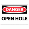 NMC D459RB OSHA Sign, Danger Open Hole, 10" X 14", White/Red/Black