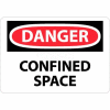 NMC D487RB OSHA Sign, Danger Confined Space, 10" X 14", White/Red/Black