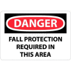 NMC D529RB OSHA Sign, Danger Fall Protection Required In This Area, 10" X 14", White/Red/Black