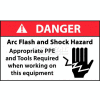 NMC DGA61AP Arc Flash Labels, Danger Arc Flash & Shock Hazard Appropriate PPE, 3" X 5", Wht/Rd/Blk