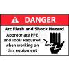 NMC DGA61AP Arc Flash Labels, Danger Arc Flash & Shock Hazard Appropriate PPE, 3&quot; X 5&quot;, Wht/Rd/Blk