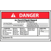 NMC DGA65AP Arc Flash Labels, Danger Arc Flash & Shock Hazard, 3" X 5", White/Red/Black