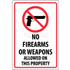 NMC M452G Security Sign, No Firearms Or Weapons Allowed On This Property, 18" X 12", White/Red/Black