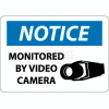 NMC N297RB OSHA Sign, Notice Monitored By Video Camera, 10" X 14", White/Blue/Black