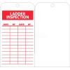 NMC RPT168 Tags, Ladder Inspection, 6&quot; X 3&quot;, White/Red, 25/Pk
