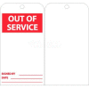 NMC RPT176 Tags, Out Of Service, 6" X 3", White/Red, 25/Pk