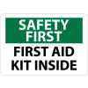 NMC SF47P OSHA Sign, Safety First - First Aid Kit Inside, 7&quot; X 10&quot;, White/Green/Black