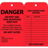 NMC SPT1 Tags, Scaffold Inspection W/Grommet, 6" X 3", Red, 25/Pk