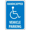 NMC TM10G Traffic Sign, Handicapped Vehicle Parking, 18" X 12", White/Blue