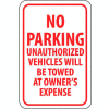 NMC TM12G Traffic Sign, No Parking Unauthorized Vehicles Will Be Towed, 18" X 12", White/Red