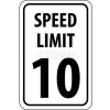 NMC TM18G Traffic Sign, 10 MPH Speed Limit Sign, 18" X 12", White/Black