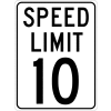NMC TM18J Traffic Sign, 10 MPH Speed Limit Sign, 24" X 18", White/Black