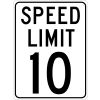 NMC TM18J Traffic Sign, 10 MPH Speed Limit Sign, 24&quot; X 18&quot;, White/Black