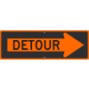 NMC TM195K Traffic Sign, Detour Inside Arrow Right Sign, 12" X 36", Orange
