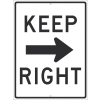 NMC TM530J Traffic Sign, Keep Right Arrow (Graphic), 24" x 18", White