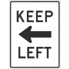 NMC TM531K Traffic Sign, Keep Left Arrow (Graphic), 24" x 18", White