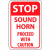 NMC TM70G Traffic Sign, Stop Sound Horn Proceed With Caution, 18" X 12", White/Red