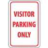 NMC TM7G Traffic Sign, Visitor Parking Only, 18" X 12", White/Red
