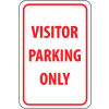 NMC TM7G Traffic Sign, Visitor Parking Only, 18&quot; X 12&quot;, White/Red