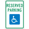 NMC TM97G Traffic Sign, Reserved Handicapped Parking, 18" X 12", White