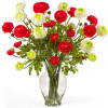 Nearly Natural Ranunculus Liquid Illusion Silk Flower Arrangement, Red/White