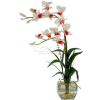 Nearly Natural Dendrobium with Glass Vase Silk Flower Arrangement, White