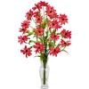 Nearly Natural Cosmos with Vase Silk Flower Arrangement, Red