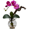 Nearly Natural Mini Phalaenopsis with Fluted Vase Silk Flower Arrangement, Purple