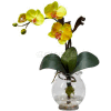 Nearly Natural Mini Phalaenopsis with Fluted Vase Silk Flower Arrangement, Yellow