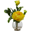 Nearly Natural Peony with Fluted Vase Silk Flower Arrangement, Yellow