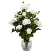 Nearly Natural Rose Bush with Vase Silk Flower Arrangement, White