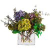 Nearly Natural Mixed Hydrangea with Rectangle Vase Silk Flower Arrangement