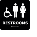 Graphic Braille Sign - Restrooms - Black