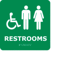 Graphic Braille Sign - Restrooms - Gray