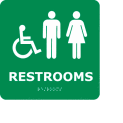 Graphic Braille Sign - Restrooms - Gray