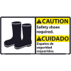 Bilingual Vinyl Sign - Caution Safety Shoes Required