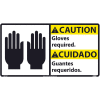 Bilingual Vinyl Sign - Caution Gloves Required