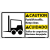 Bilingual Plastic Sign - Caution Forklift Traffic Keep Clear