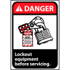 Danger Sign 10x7 Vinyl - Lock Out Equipment Before Servicing