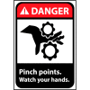 Danger Sign 10x7 Vinyl - Pinch Points Watch Your Hands