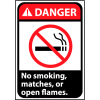 Danger Sign 10x7 Rigid Plastic - No Smoking, Matches Or Open Flames