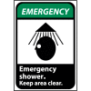 Emergency Sign 14x10 Aluminum - Emergency Shower Keep Area Clear