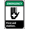 Emergency Sign 14x10 Rigid Plastic - First Aid Station