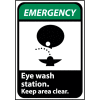 Emergency Sign 14x10 Rigid Plastic - Eye Wash Station Keep Area Clear