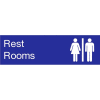 Engraved Sign - Rest Rooms - Blue