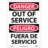 Bilingual Plastic Sign - Danger Out Of Service
