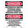 Bilingual Vinyl Sign - Danger Hazardous Waste Storage Area Unauthorized Keep Out