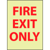 Glow Sign Rigid Plastic - Fire Exit Only